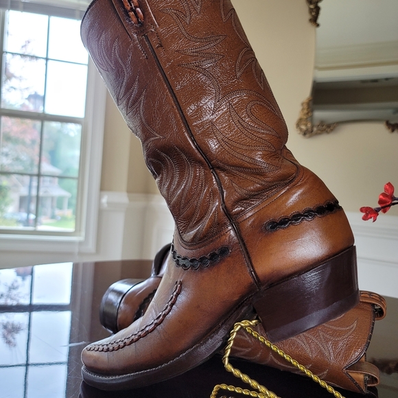 DAN POST Rare Find  EXOTIC STITCH COWBOY BOOTS - Picture 9 of 15